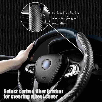 Fixora Carbon Fiber ABS Texture Steering Wheel Grip Cover for Cars