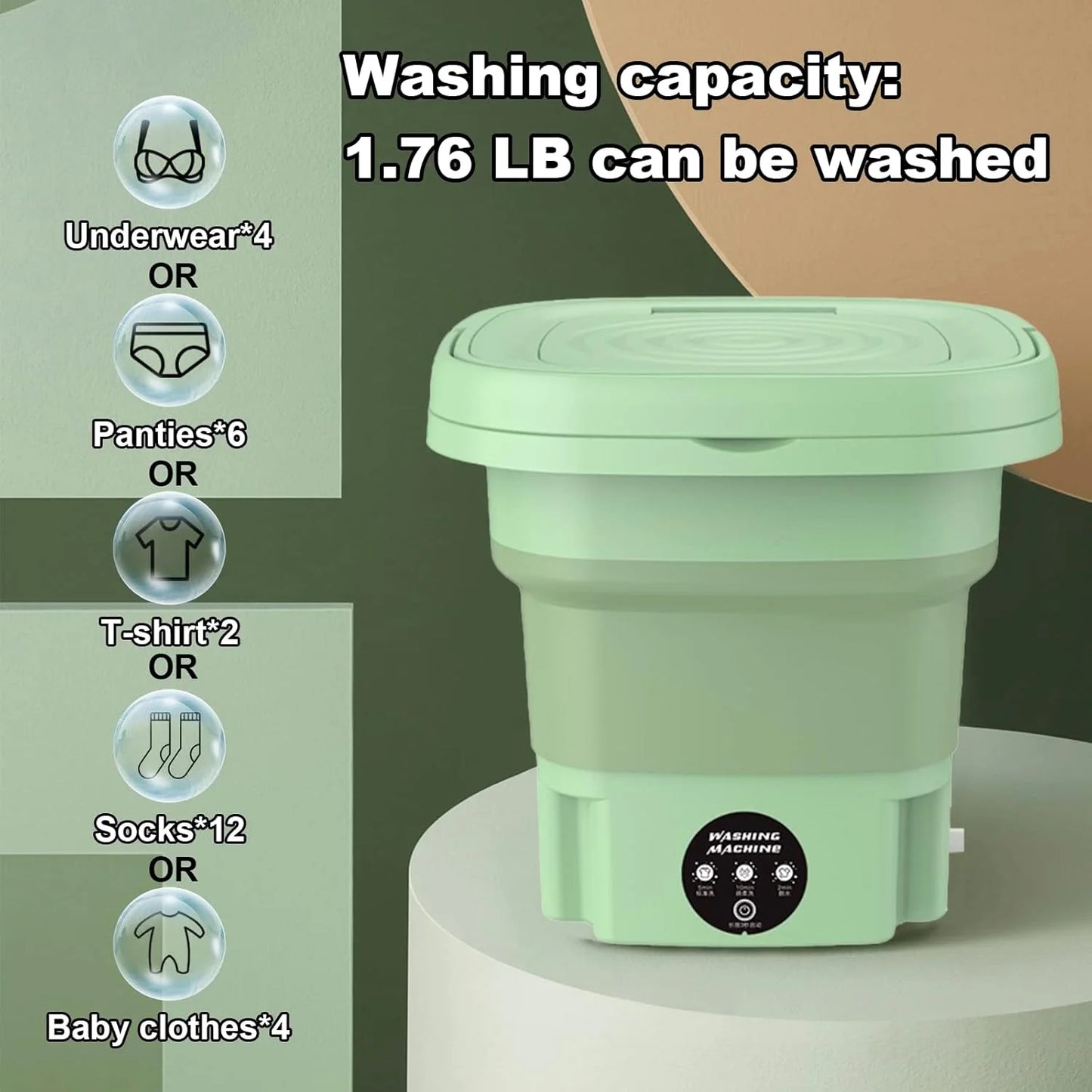 Fixora Foldable Mini Washing Machine – Portable, Compact & Perfect for Travel & Small Loads